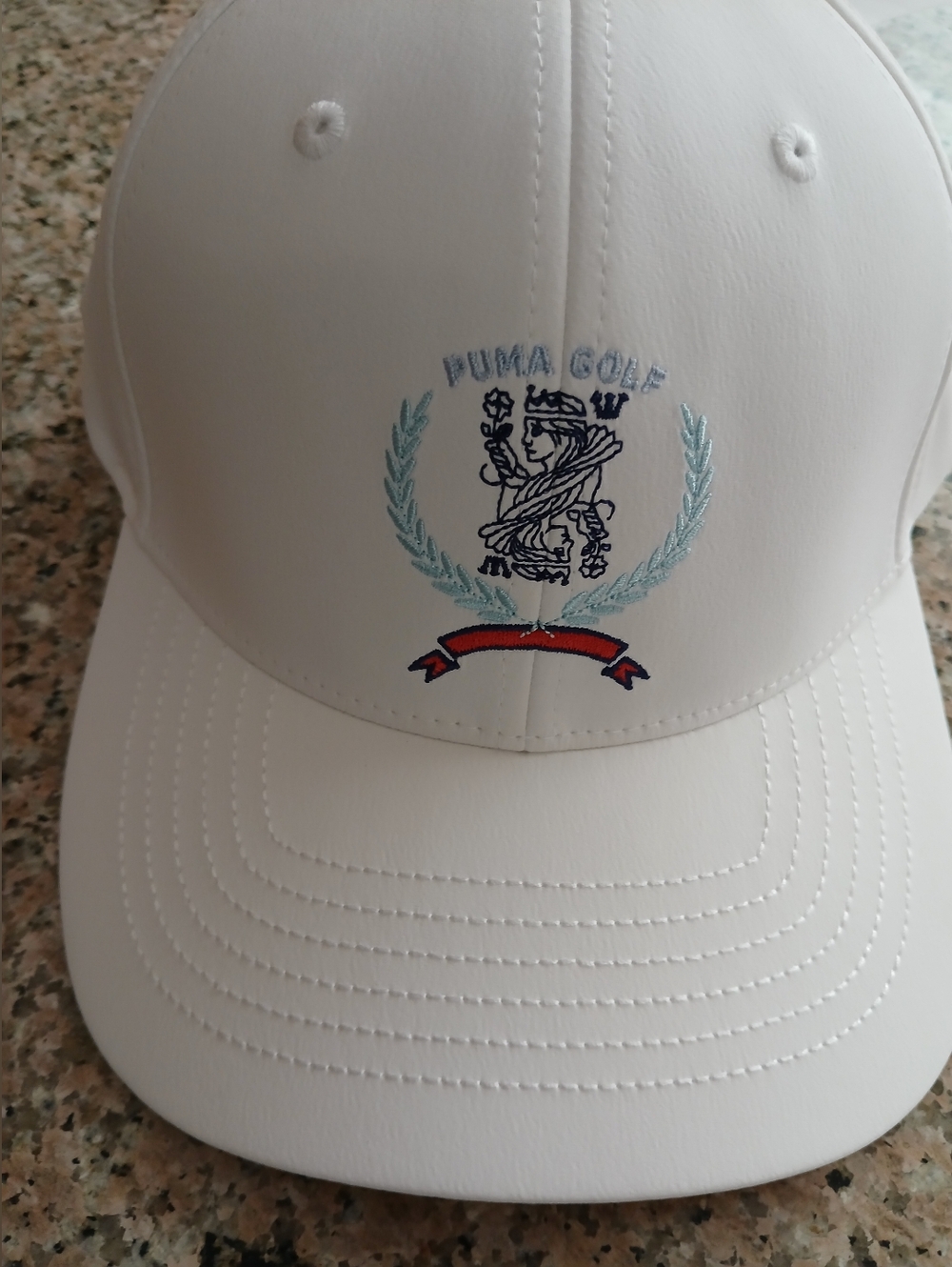 Puma White Leather-Look Cap with Subtle Logo
